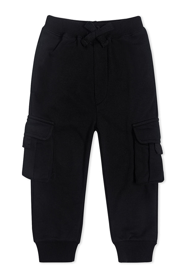 Black Terry Cargo Trousers