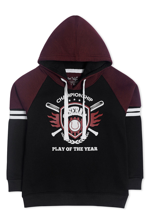 Black & Maroon Baseball Hoodie