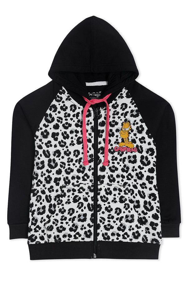 Black & White Garfield Printed Hoodie