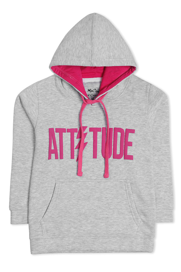 Grey Attitude Graphic Hoodie