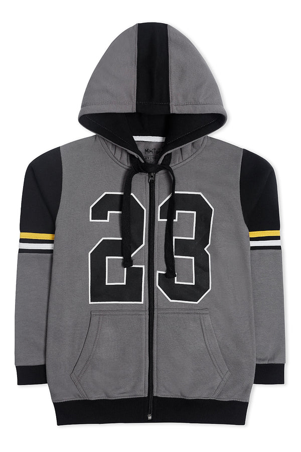 Moss Grey & Black Zipper Hoodie